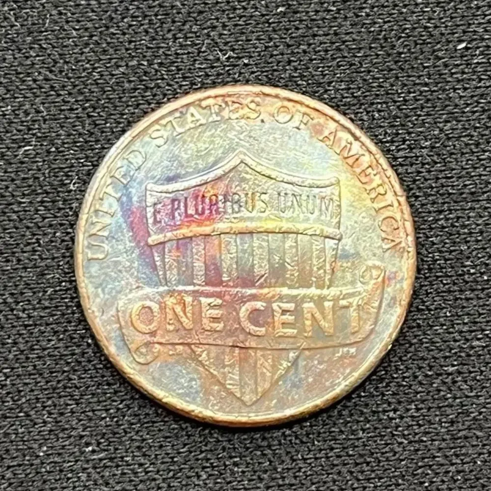 2013-D Lincoln Penny One Cent Soft Rainbow Toned Handmade Art Coin #50